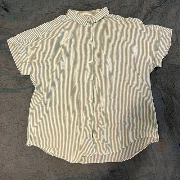 Green striped button down - Picture 1 of 4